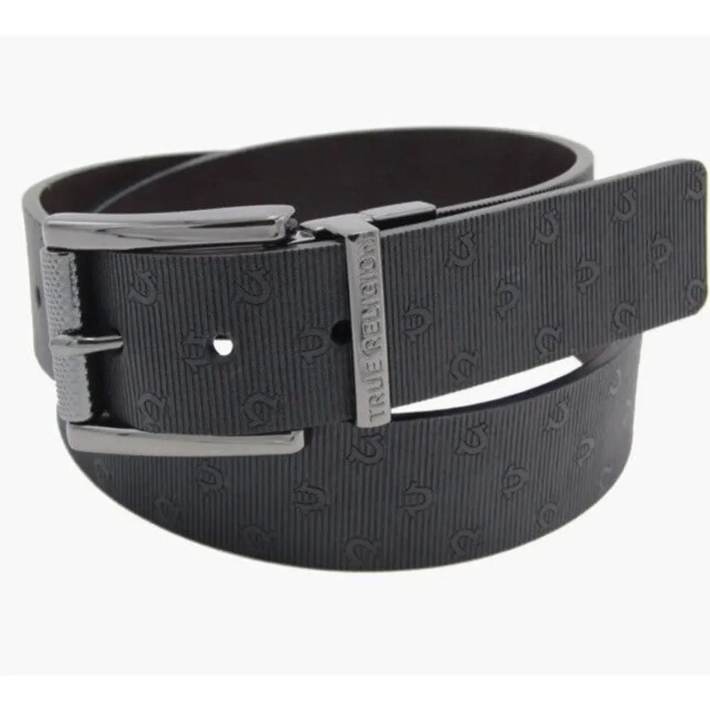 New $50 True Religion Mens Lumin II All Over Horseshoe Reversible Belt Size‎ 40
